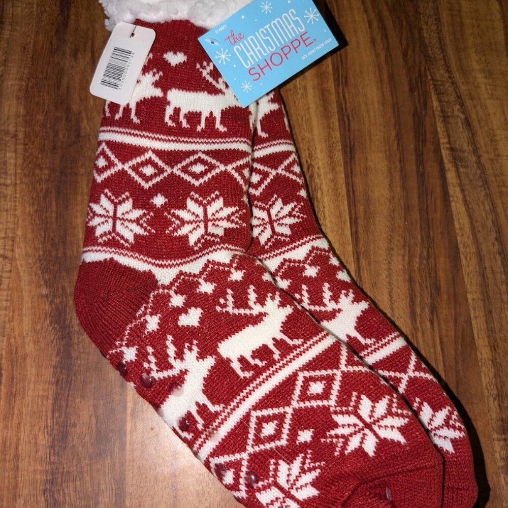 Christmas red and white socks